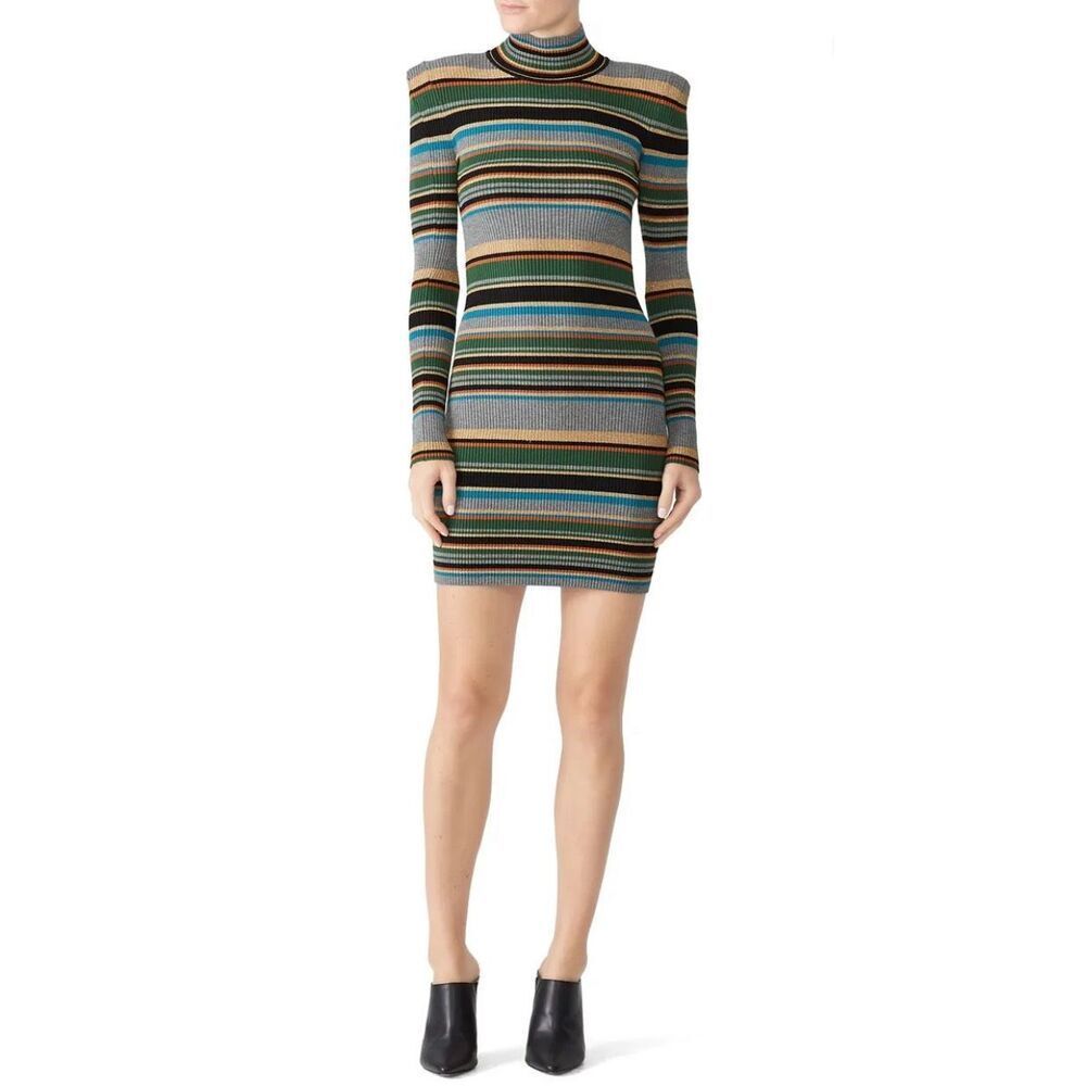 Ronny Kobo Tanysha Sweater Dress Striped Glitter Stretch Knit Dress Size 6